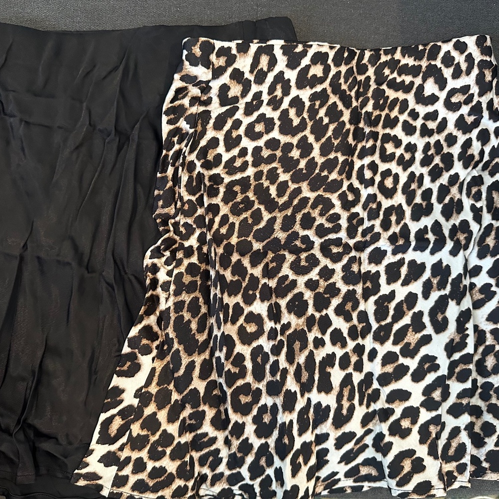 Two miniskirts - black & leopard (H&M)